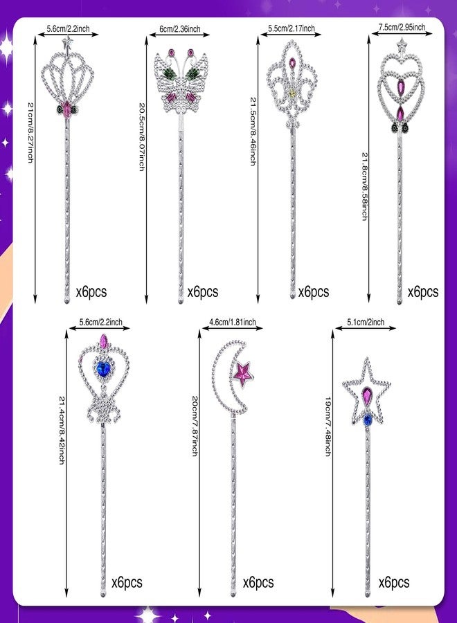 PPXMEEUDC 42PCS Metal Magic Dress Up Princess Wand Set with 7 Different Shapes Colors Girl Dress Up Game Princess Costume Cosplay Fairy Wand Costume Accessory - Image 2